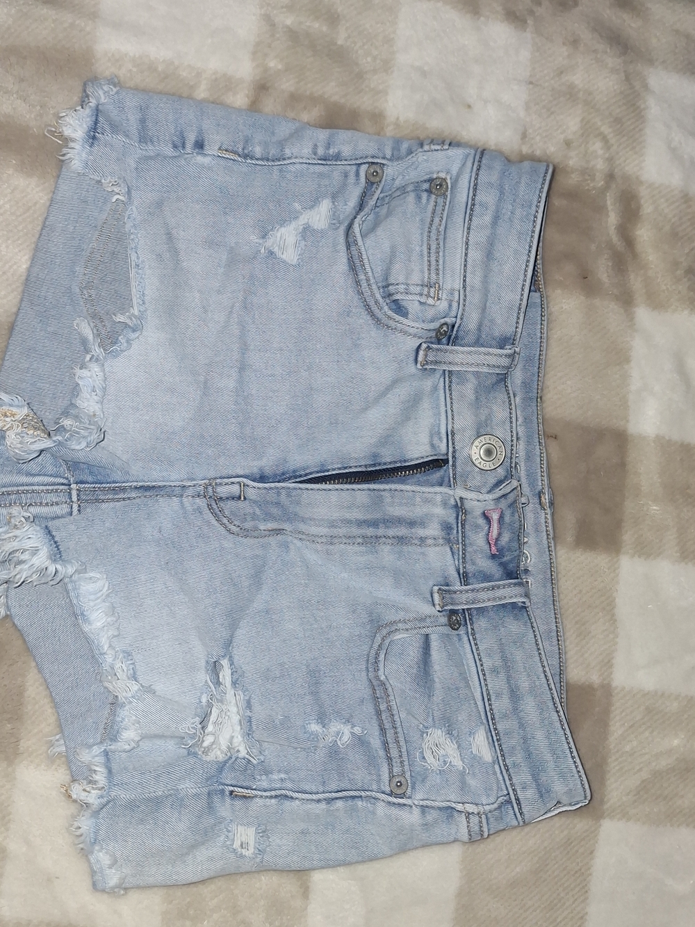 American Eagle Outfitters Light Blue Distressed Jean Shorts